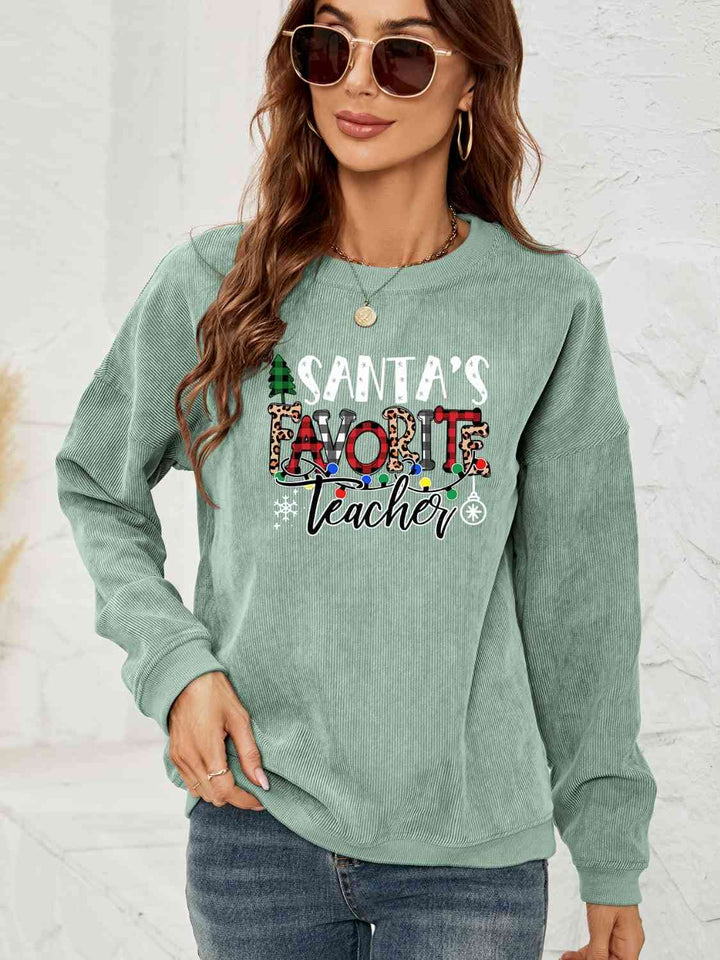 SANTA'S FAVORITE TEACHER Graphic Sweatshirt |1mrk.com