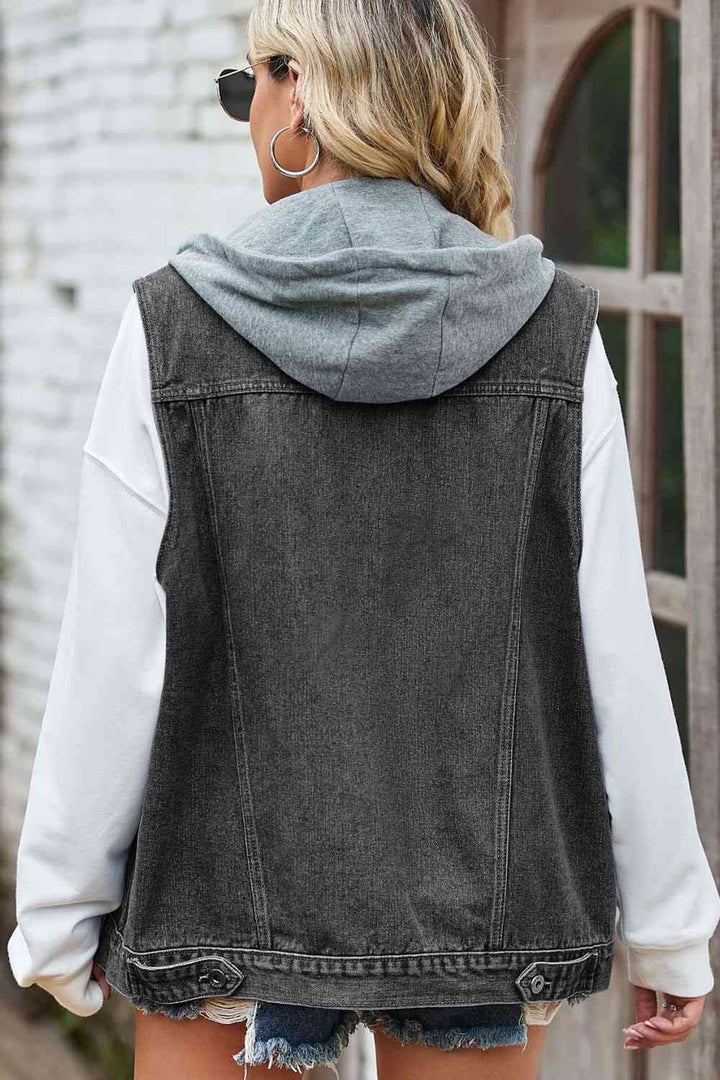 Sleeveless Denim Top with A Detachable Hood | 1mrk.com