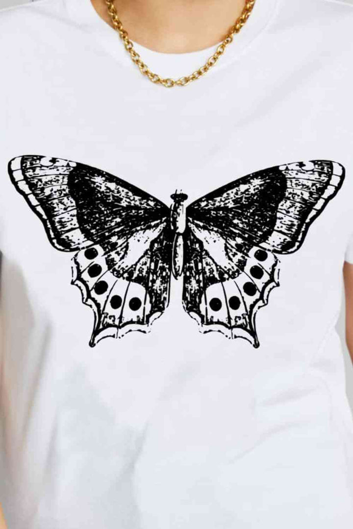 Simply Love Full Size Butterfly Graphic Cotton T-Shirt | 1mrk.com