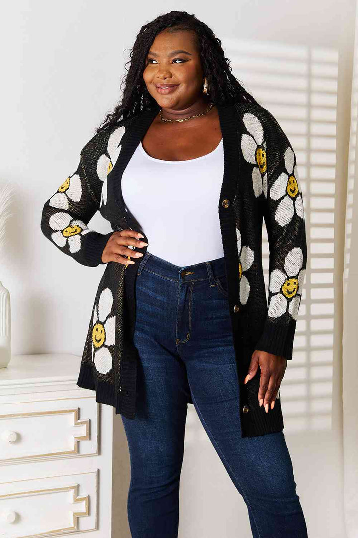 Double Take Floral Button Down Longline Cardigan |1mrk.com