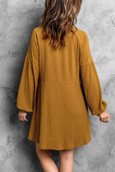 Round Neck Long Sleeve Mini Dress |1mrk.com