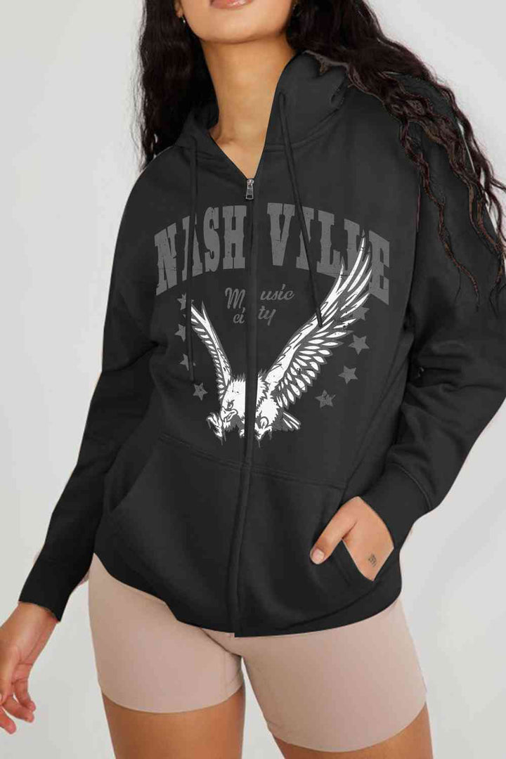 Simply Love Simply Love Full Size NASHVILLE MUSIC CITY Graphic Hoodie | 1mrk.com