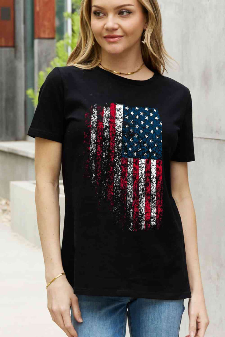 Simply Love Full Size US Flag Graphic Cotton Tee | 1mrk.com