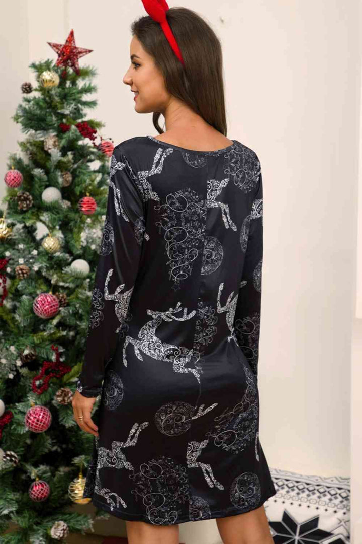 Full Size Christmas Long Sleeve Dress | 1mrk.com