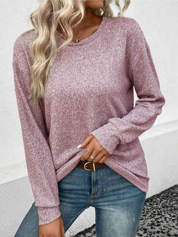 Round Neck Long Sleeve T-Shirt | 1mrk.com