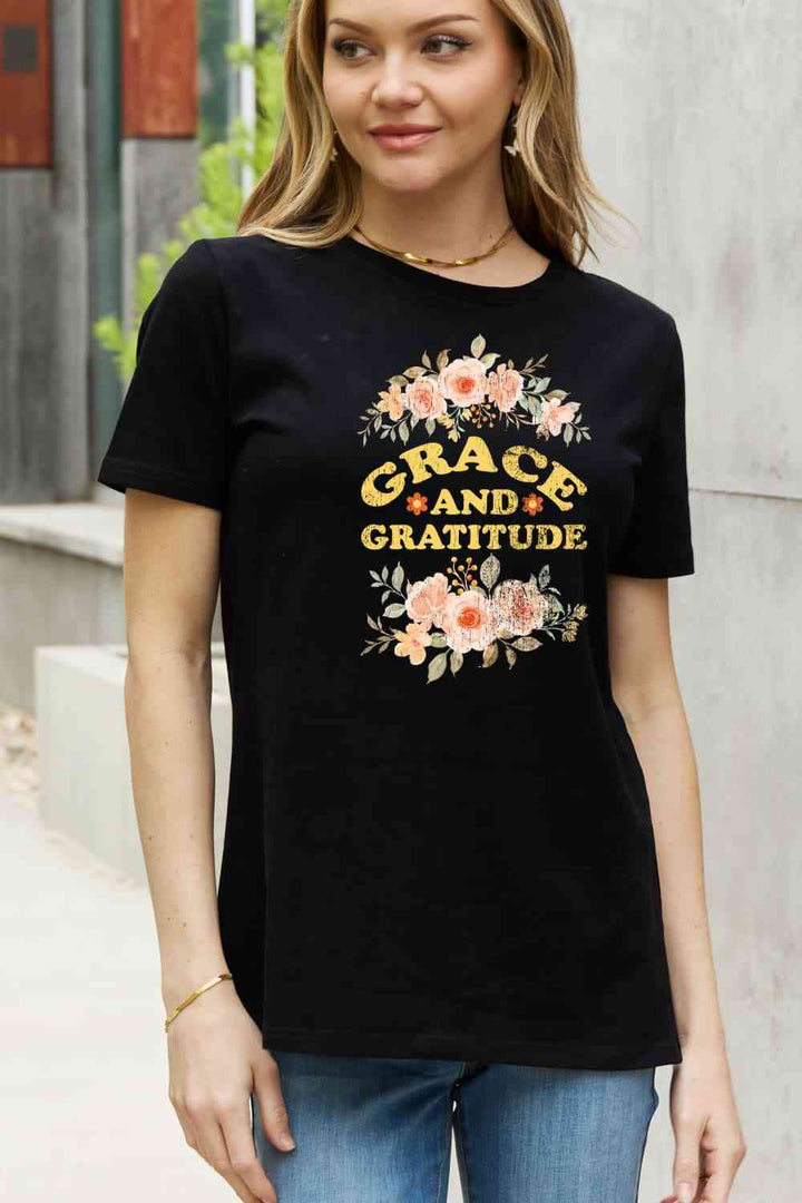 Simply Love Simply Love Full Size GRACE AND GRATITUDE Graphic Cotton Tee | 1mrk.com