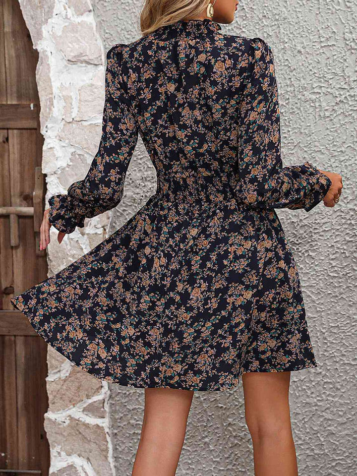 Mock Neck Flounce Sleeve Dress |1mrk.com