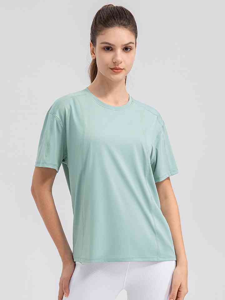 Round Neck Short Sleeve Active Top | 1mrk.com