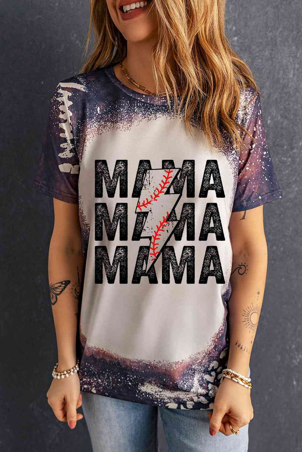 Printed MAMA Graphic Round Neck Tee | 1mrk.com