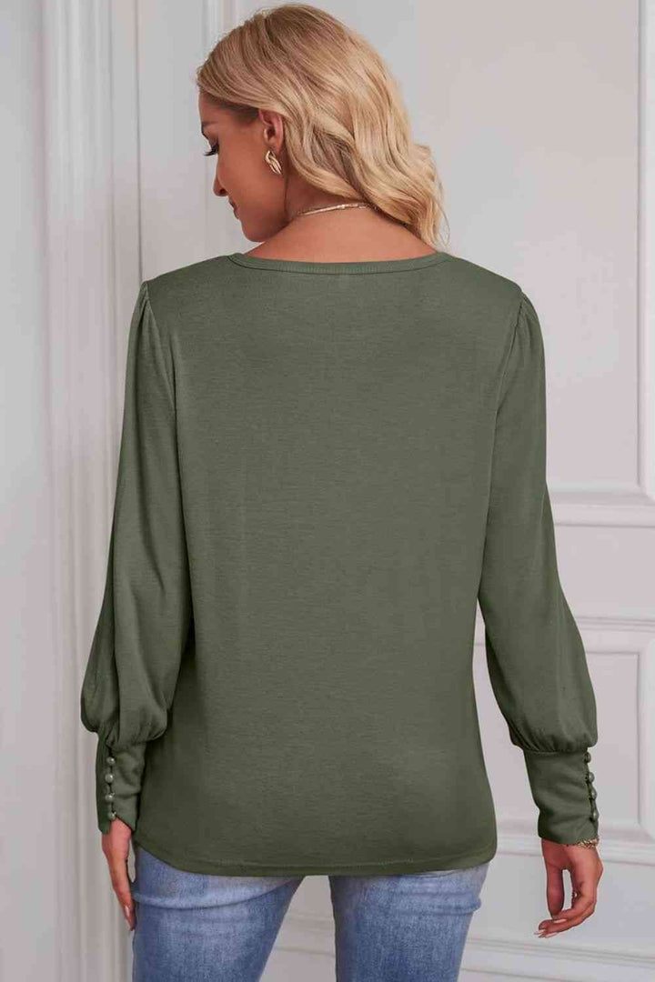 Round Neck Puff Sleeve T-Shirt | 1mrk.com