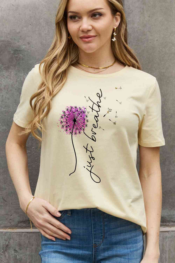 Simply Love Full Size JUST BREATHE Graphic Cotton Tee | 1mrk.com