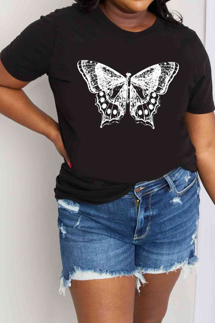 Simply Love Full Size Butterfly Graphic Cotton T-Shirt | 1mrk.com