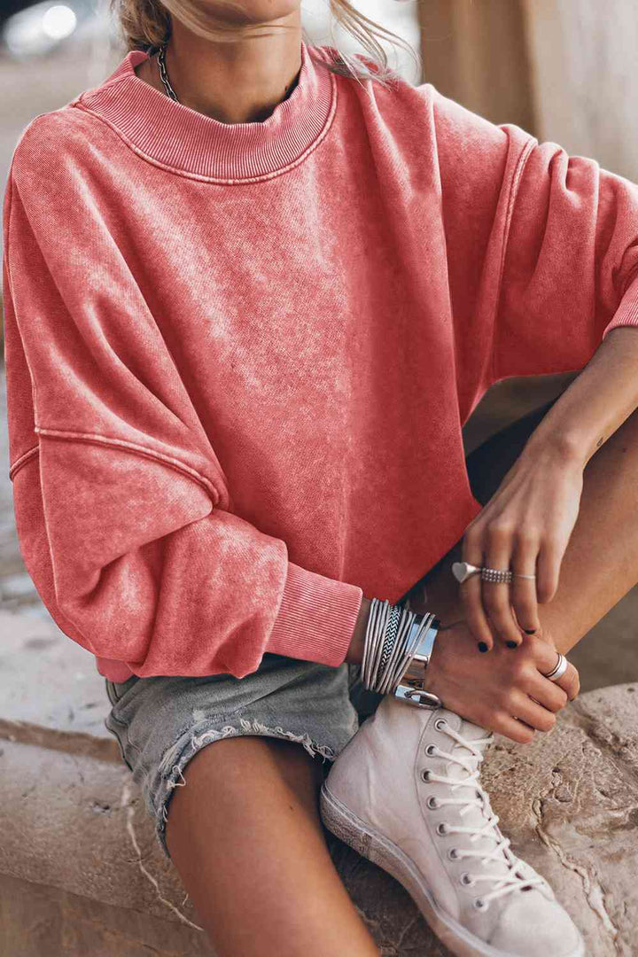 Round Neck Dropped Shoulder Sweatshirt |1mrk.com