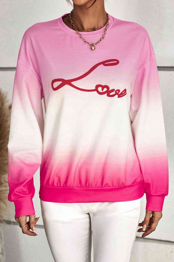 Gradient LOVE Dropped Shoulder Sweatshirt |1mrk.com