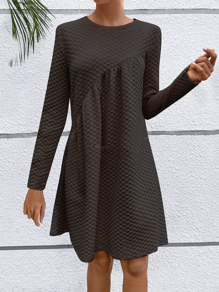 Full Size Round Neck Long Sleeve Dress | Trendsi