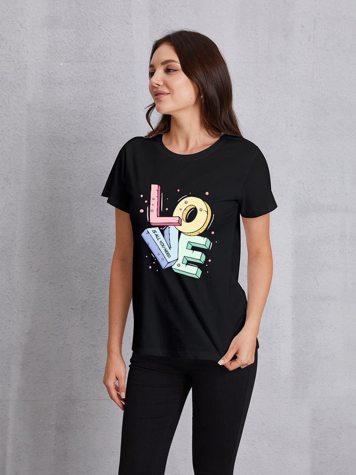 LOVE IS ALL YOU NEED Round Neck T-Shirt | Trendsi