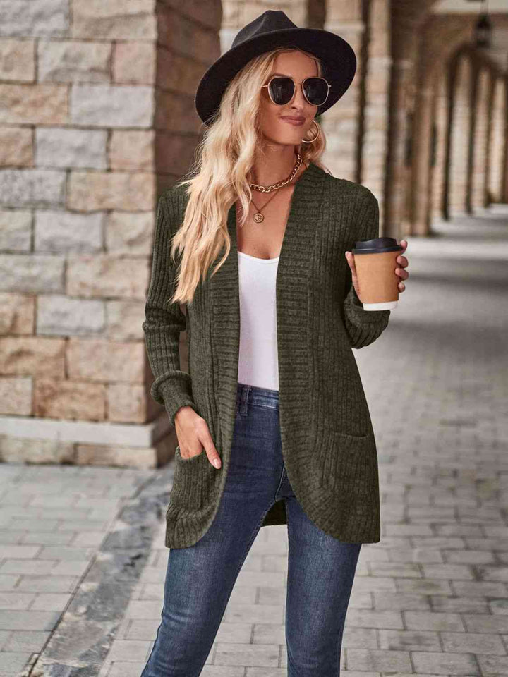 Open Front Cardigan with Pockets |1mrk.com