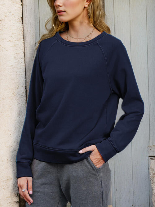 Round Neck Long Sleeve Sweatshirt |1mrk.com