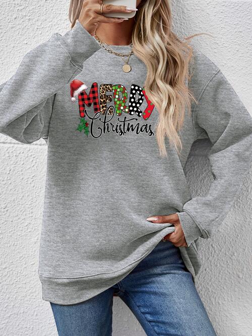 MERRY CHRISTMAS Round Neck Dropped Shoulder Sweatshirt |1mrk.com