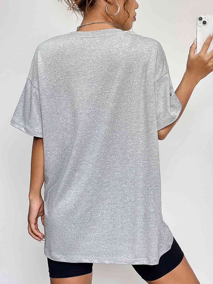 Round Neck Short Sleeve Ghost Graphic T-Shirt | 1mrk.com