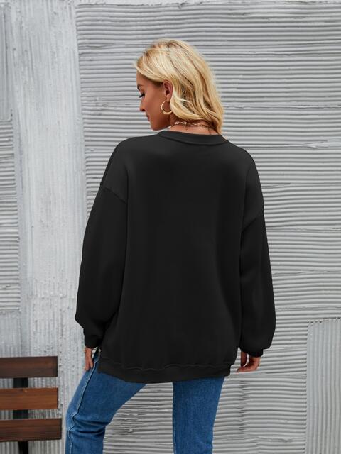 Round Neck Drop Shoulder Sweatshirt |1mrk.com