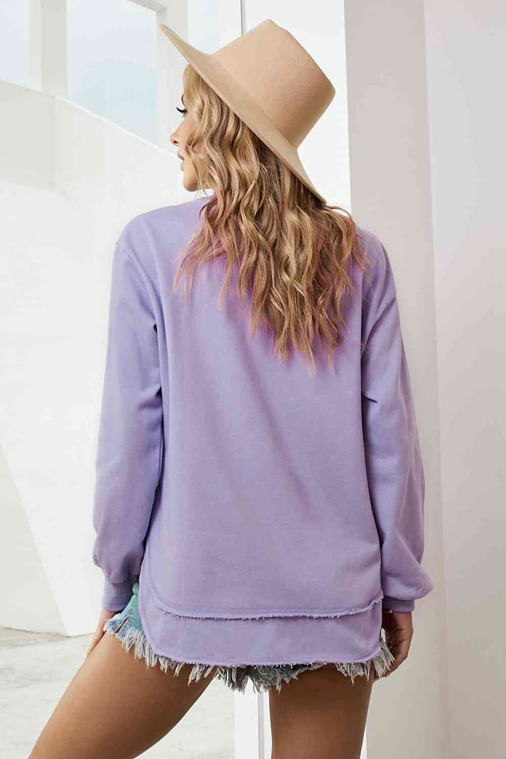 Side Slit Drop Shoulder Sweatshirt |1mrk.com