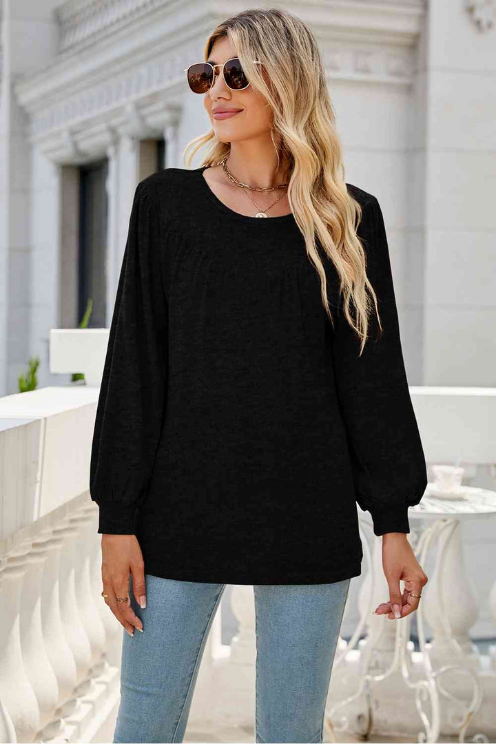 Round Neck Long Sleeve Top | 1mrk.com