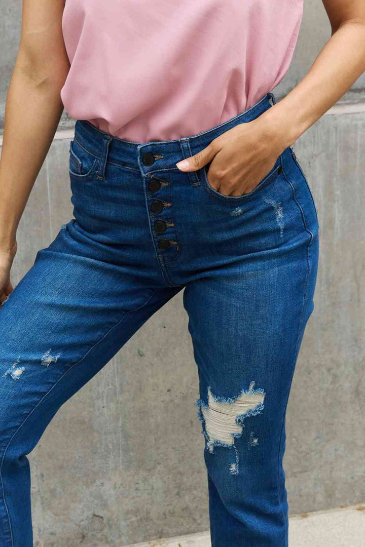 Judy Blue Melanie Full Size High Waisted Distressed Boyfriend Jeans | 1mrk.com