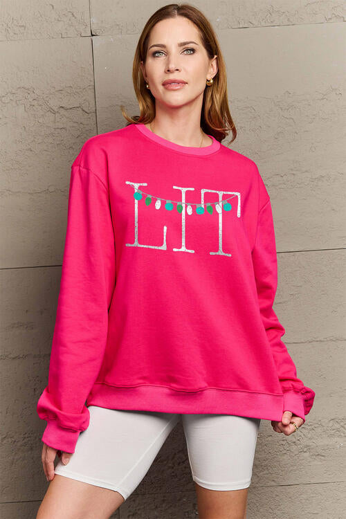 Simply Love Full Size LIT Long Sleeve Sweatshirt |1mrk.com