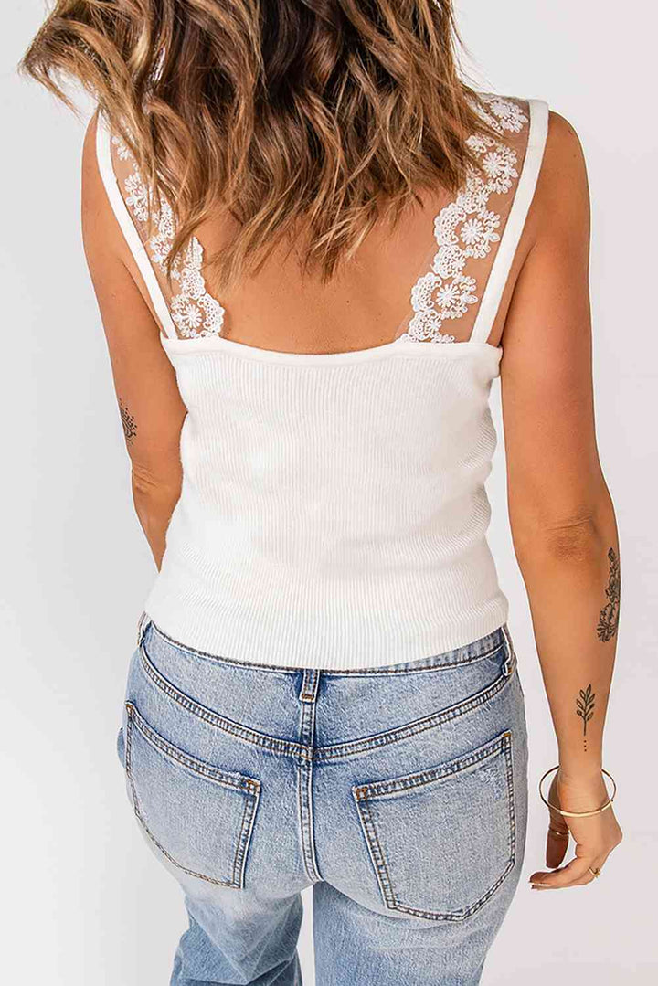 Spliced Lace Ribbed Tank | 1mrk.com