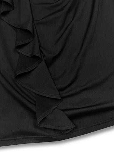 Sleeve Dress Plus Size Ruffle Trim Round Neck Long | 1mrk.com