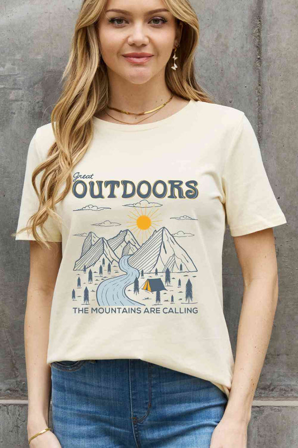 Simply Love Full Size GREAT OUTDOORS Graphic Cotton Tee | 1mrk.com