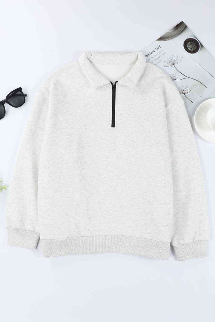 Quarter Zip Dropped Shoulder Sweatshirt |1mrk.com