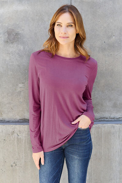 Basic Bae Full Size Round Neck Long Sleeve Top | 1mrk.com