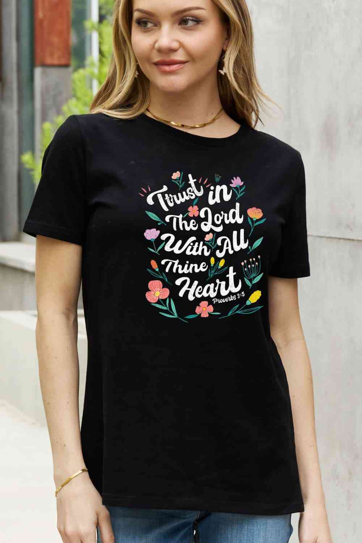 Simply Love Full Size TRUST IN THE LORD WITH ALL THINE HEART PROVERBS 3:5 Graphic Cotton Tee | 1mrk.com