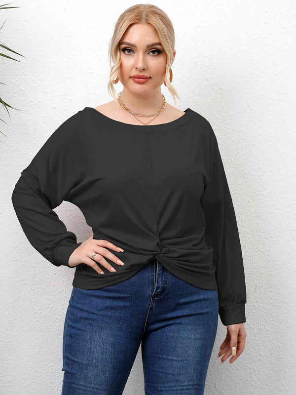 Plus Size Twisted Drop Shoulder T-Shirt | 1mrk.com