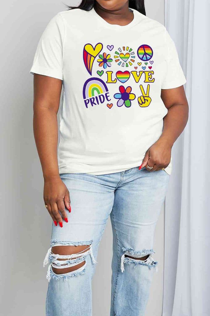 Simply Love Full Size LOVE PRIDE Graphic Cotton Tee | 1mrk.com