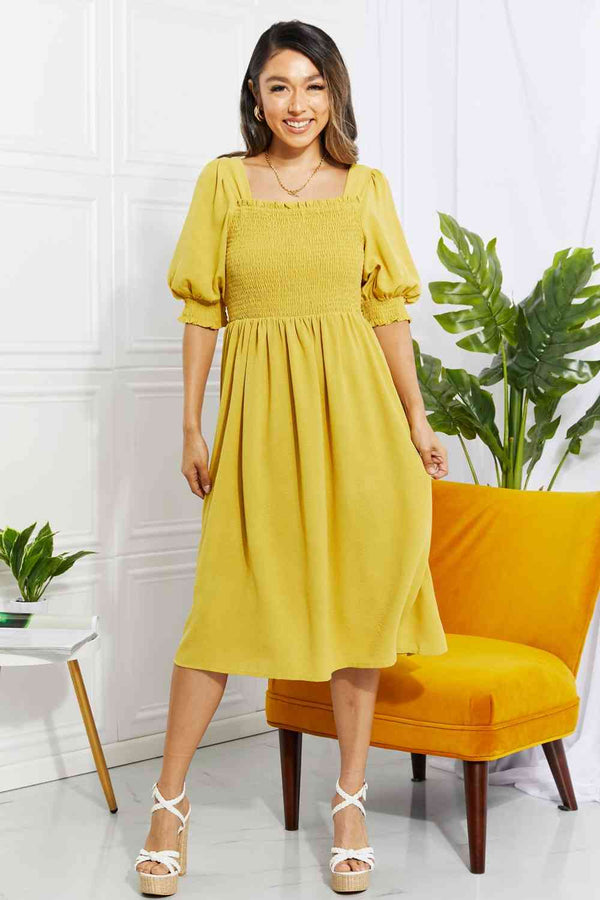 ODDI Full Size Love You Forever Square Neck Midi Dress | 1mrk.com