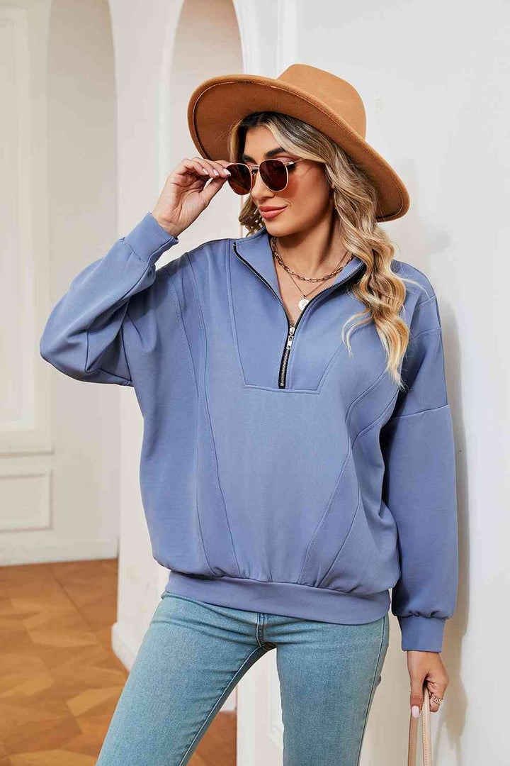 Half-Zip Dropped Shoulder Sweatshirt |1mrk.com