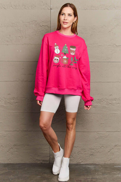 Simply Love Full Size JINGLE ALL THE WAY Long Sleeve Sweatshirt |1mrk.com