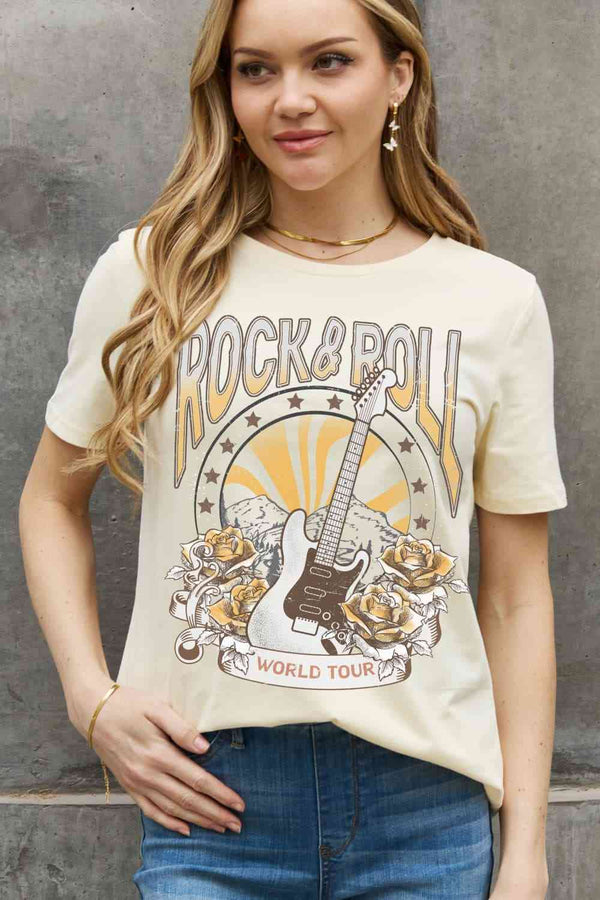 Simply Love Simply Love Full Size ROCK & ROLL WORLD TOUR Graphic Cotton Tee | 1mrk.com