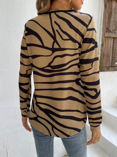 Printed Half Zip Long Sleeve T-Shirt | 1mrk.com