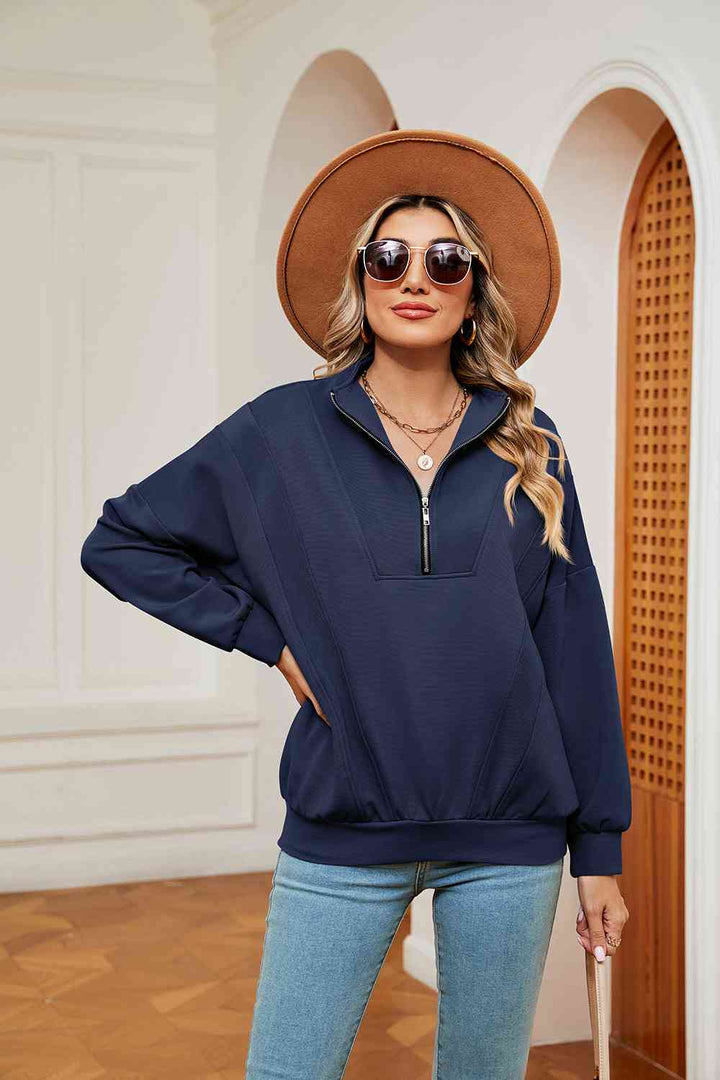 Half-Zip Dropped Shoulder Sweatshirt |1mrk.com