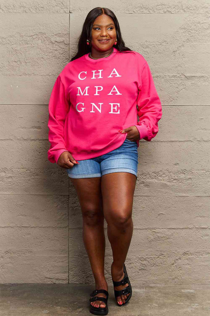 Simply Love Full Size CHAMPAGNE Graphic Long Sleeve Sweatshirt |1mrk.com