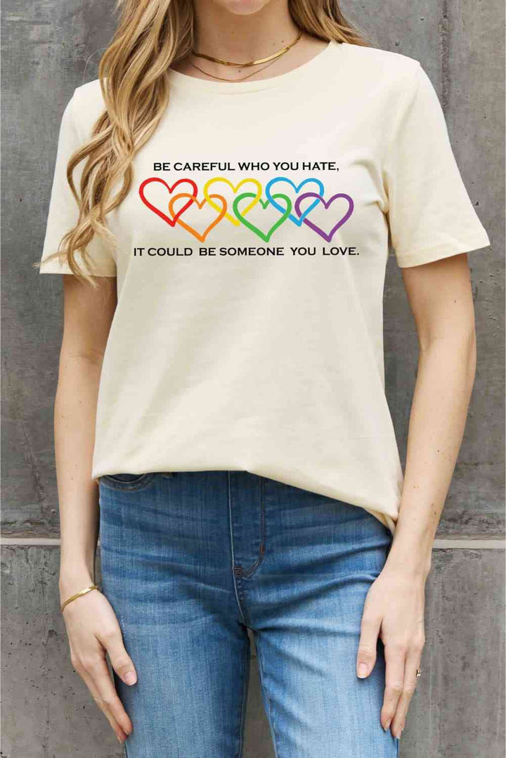 Simply Love Full Size Heart Slogan Graphic Cotton Tee | 1mrk.com