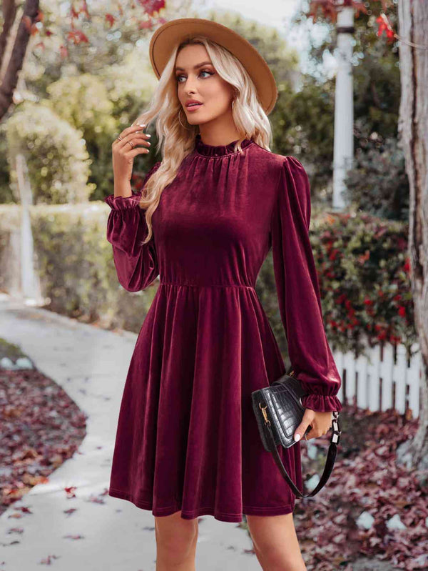 Long Flounce Sleeve A-Line Dress | 1mrk.com