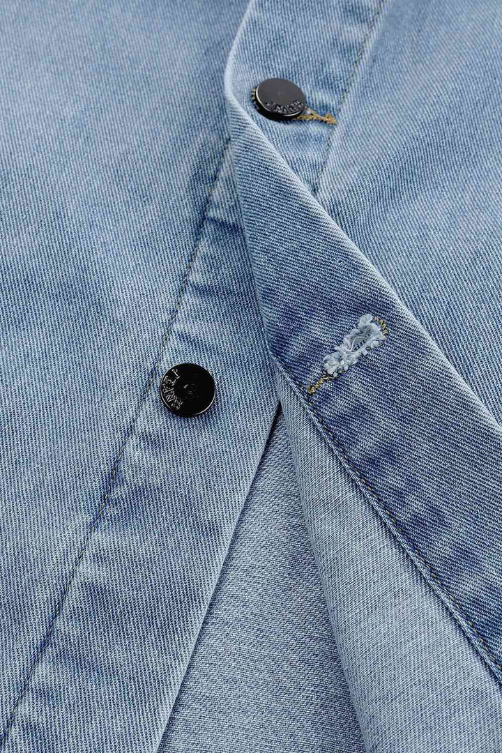 Button Down Collared Denim Jacket | 1mrk.com