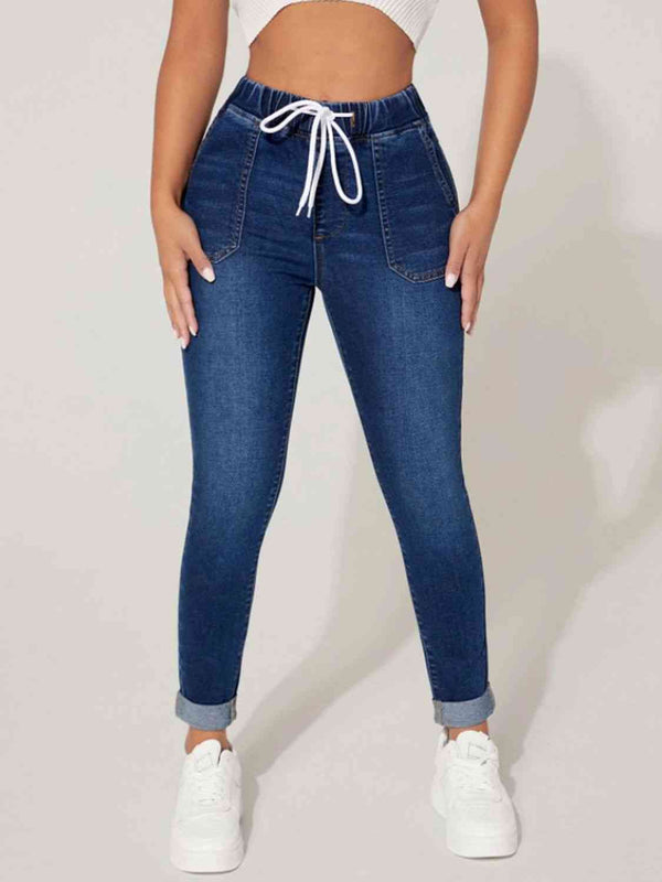Drawstring Cropped Jeans | 1mrk.com