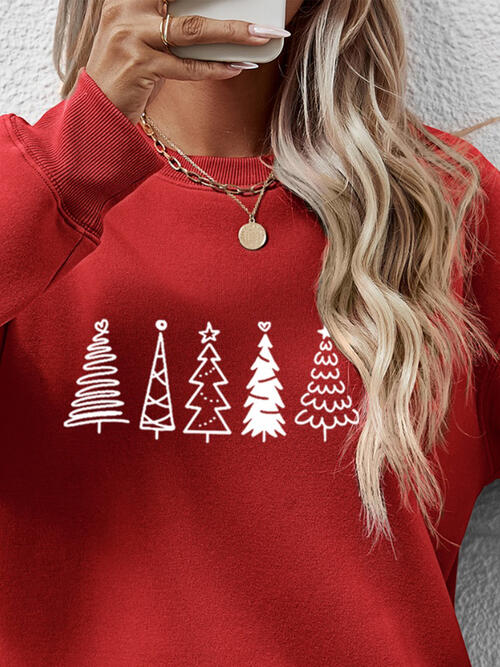 Christmas Tree Graphic Drop Shoulder Sweatshirt |1mrk.com