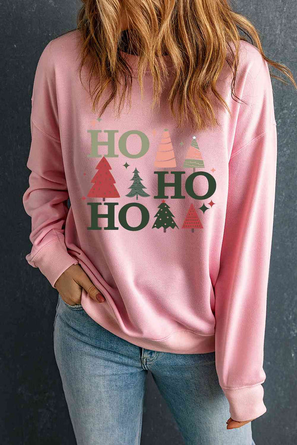 Christmas Tree Graphic Dropped Shoulder Sweatshirt |1mrk.com